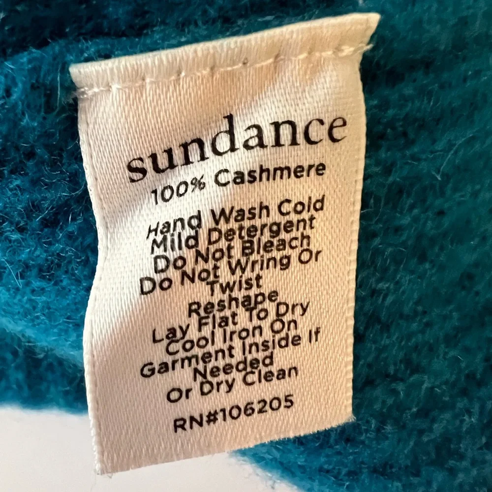Sundance Catalog Acadia Cashmere Ribbed Long Sleeve Sweater Sea Blue Womens L - Picture 5 of 10